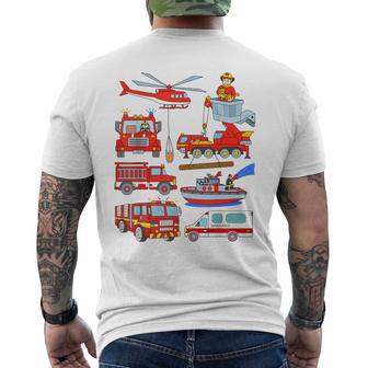 消防車 消防士 消防士 消防車 消防車 男の子 メンズTシャツ バックプリント - Kawaiitshirt