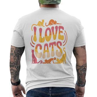 バックプリント 猫好き 引用 おもしろ猫 ミーム I Love Cats メンズTシャツ バックプリント - Kawaiitshirt