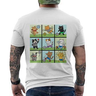 猫好きのためのフィットネス猫サッカーグラフィック メンズTシャツ バックプリント - Kawaiitshirt