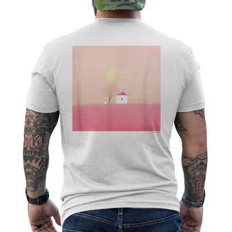 詩とメルヘン 葉祥明 ピンク屋根のぼくの家 メンズTシャツ バックプリント - Kawaiitshirt