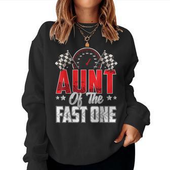 1 Year Old Racing Car Fast One Birthday 1St Family Aunt Women Sweatshirt - Thegiftio UK