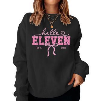 11Th Birthday Girl Checkered Coquette Bow 11 Year Old Girl Women Sweatshirt - Thegiftio UK