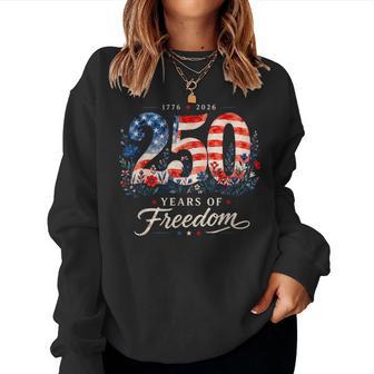 250 Years Of Freedom 1776 Patriotic Floral 4Th Of July Women Sweatshirt - Thegiftio UK