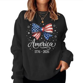 250Th Anniversary Usa Coquette Bow Girls Kids Womens Women Sweatshirt - Thegiftio UK