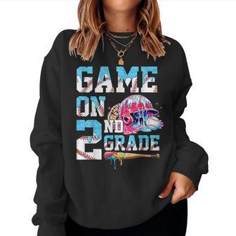 2Nd Grade Back To School Baseball Drip Ice Cream Game On Women Sweatshirt - Monsterry