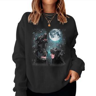 3 Black Lab Moon Howling Lab Head For Women Women Sweatshirt - Thegiftio UK