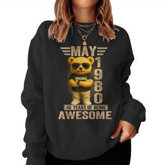46歳 1980年5月 テディベア 46歳 誕生日 男性 女性 レディーススウェットシャツ - Kawaiitshirt