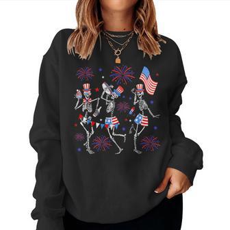 4Th Of July Dancing Skeletons Patriotic Kids Women Sweatshirt - Thegiftio UK