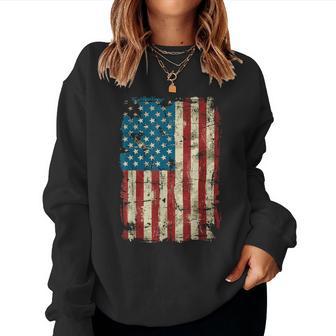 4Th Of July Distressed American Flag Vintage Kids Women Sweatshirt - Thegiftio UK