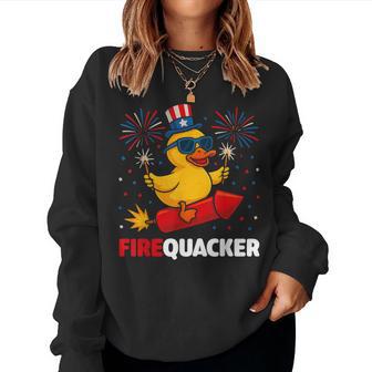 4Th Of July Duck Firequacker Patriotic Fourth Of July Women Sweatshirt - Thegiftio UK