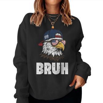 4Th Of July Eagle Bruh Us Flag Sunglasses Kids Women Sweatshirt - Thegiftio UK