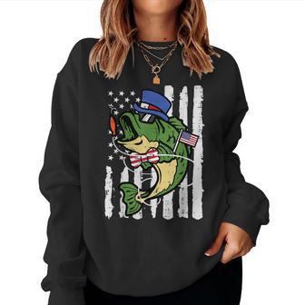 4Th July Fish American Flag Fishing Patriotic Kids Women Sweatshirt - Thegiftio UK