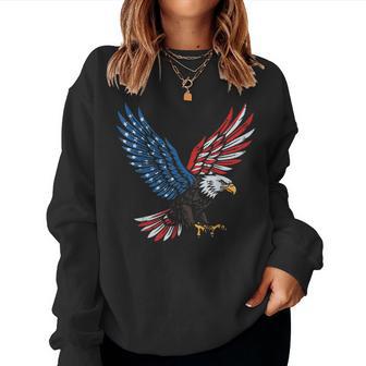 4Th Of July Flying Eagle Us Flag Patriotic Kids Women Sweatshirt - Thegiftio UK