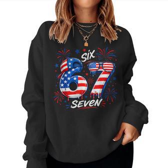 4Th Of July Funn 67 Six Seven Meme Patriotic Kid Women Sweatshirt - Thegiftio UK