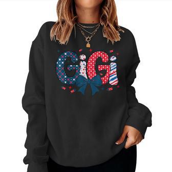 4Th July Gigi Coquette Red White And Blue Independence Day Women Sweatshirt - Thegiftio UK