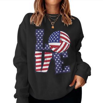 4Th Of July Love Volleyball Us Flag Girls Kid Women Sweatshirt - Thegiftio UK