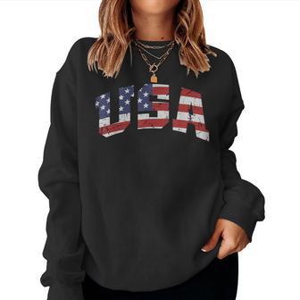 4Th Of July Usa America Flag Vintage Patriot Kids Women Sweatshirt - Thegiftio UK
