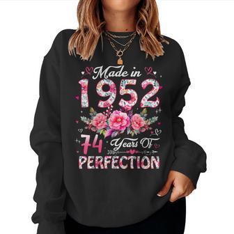 74 Year Old Made In 1952 Floral 74Th Birthday Women Women Sweatshirt | Seseable UK