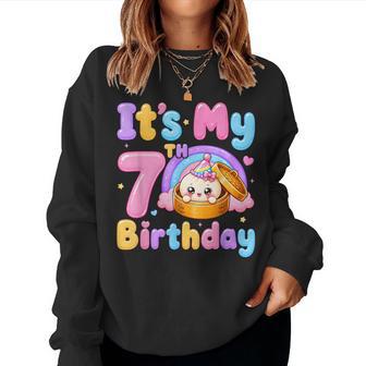 7Th Birthday Girl Kawaii Dumpling Anime Birthday Party Women Sweatshirt | Seseable UK