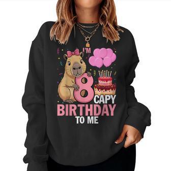 8 Years Capy To Me Girls 8Th Birthday Capybara Women Sweatshirt - Thegiftio UK