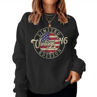 80Th Birthday Vintage 1946 Us Flag 80 Years Old Women Sweatshirt - Thegiftio UK
