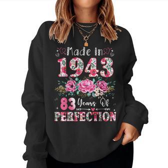 83 Year Old Made In 1943 Floral 83Th Birthday Women Women Sweatshirt - Thegiftio UK