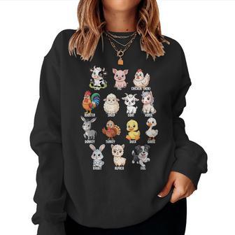 A-Z Animaux De La Ferme Mignons Alphabet Cartoon Collection Garçon Fille Sweat-shirt pour femme - Cadeauxyz