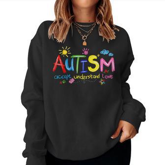 Accept Understand Love Support Autism Awareness Women Women Sweatshirt - Monsterry