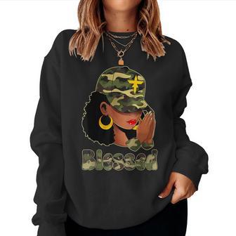 Afro Black Camo Melanin Queen Cap Hat Blessed Women Sweatshirt - Thegiftio UK