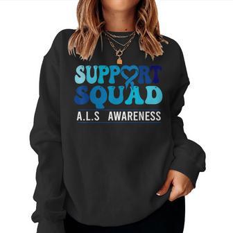 Als Awareness Support Squad Groovy Als Awareness Als Support Women Sweatshirt - Thegiftio UK