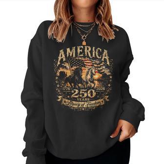 America 250 Years Legacy Of Freedom Patriotic Horse Usa Flag Women Sweatshirt - Thegiftio UK