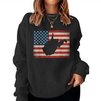 American Flag 4Th Of July West Virginia Wv Vintage Women Women Sweatshirt - Monsterry