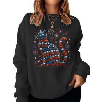 American Flag Cat 4Th Of July Ns Kids Women Sweatshirt - Monsterry