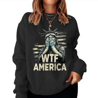 Anti-Trump Political And Democracy Wtf America Women Sweatshirt - Thegiftio UK