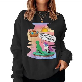 Arche Noah Einhorn Dinosaurier Christian Jesus Katholiken Bibel Sweatshirt Frauen - Seseable