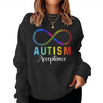 Autism Awareness Acceptance Infinity Symbol Rainbow Women Sweatshirt | Mazezy