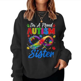 Autism Awareness Proud Sister Butterflies Family Matching Women Sweatshirt - Thegiftio UK