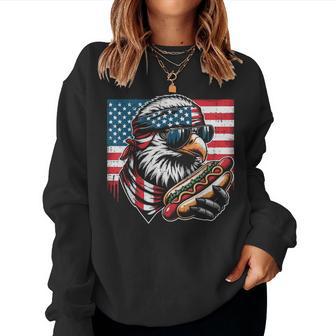 Bald Eagle Us Flag Hotdog Freedom Patriotic Kids Women Sweatshirt - Thegiftio UK