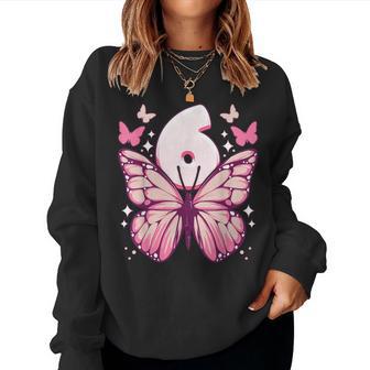 Bambina Di Compleanno Di 6 Anni Farfalle E Numero 6 Women Sweatshirt - Novitaregali