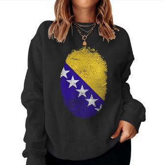 Bandiera Della Bosnia Erzegovina Impronte Digitali Bosniaci Uomini Donne Bambini Women Sweatshirt - Novitaregali
