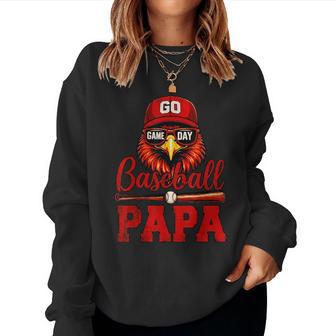 Baseball Papa Cardinal Game Day For Fathers Day Women Sweatshirt - Thegiftio UK