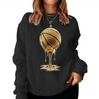 Basketball Drip Gold Dripping Graffiti Ns Women Sweatshirt - Thegiftio UK