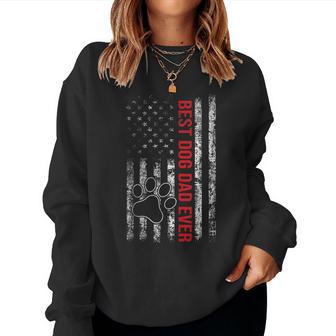 Best Dog Dad Ever Usa Flag Vintage Fathers Day From Dogs Kids Women Sweatshirt - Thegiftio UK
