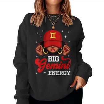 Big Gemini Energy Black Woman With Red Cap Zodiac Women Sweatshirt - Thegiftio UK
