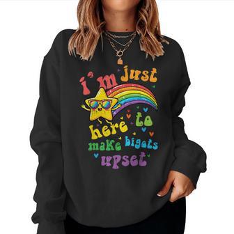 Here To Make Bigots Upset Gay Pride Lgbtq Women Women Sweatshirt - Monsterry