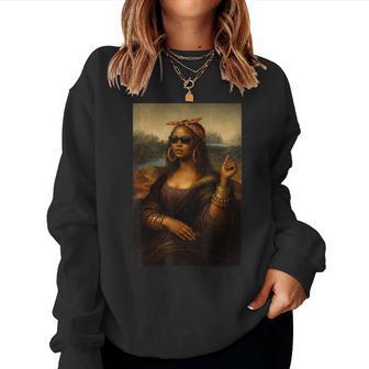 Black History Month African American Woman Black Mona Lisa Women Sweatshirt - Thegiftio UK