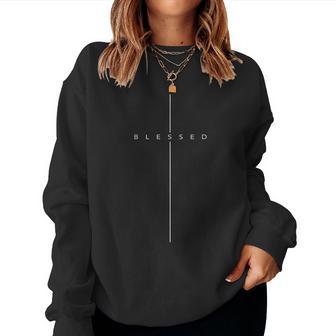 Blessed Cross Christian Jesus Bible Verse Women Sweatshirt - Thegiftio UK