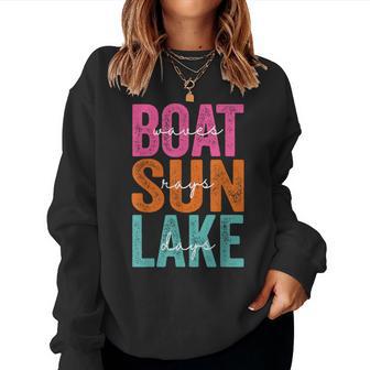 Boat Waves Sun Rays Lake Day Retro Summer Vacation Women Women Sweatshirt - Thegiftio UK