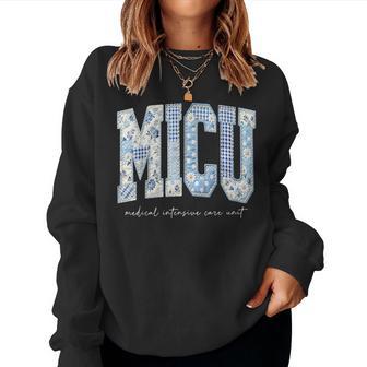 Boho Floral Micu Nurse Patchwork Medical Intensive Care Unit Women Sweatshirt - Thegiftio UK