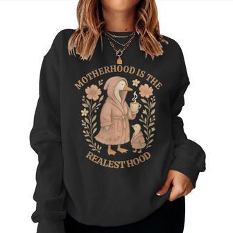 Boho Motherhood Is The Realest Silly Goose Hood Mother Women Sweatshirt - Thegiftio UK